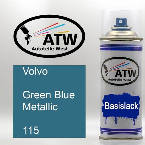 Volvo, Green Blue Metallic, 115: 400ml Sprühdose, von ATW Autoteile West.